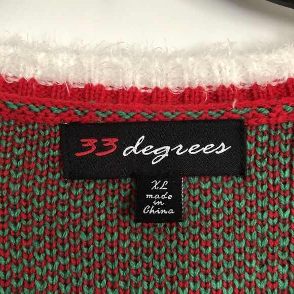 33 Degrees Ugly Christmas SWEATER Size XL Green/Red Dog Christmas Pullover - Picture 4 of 5